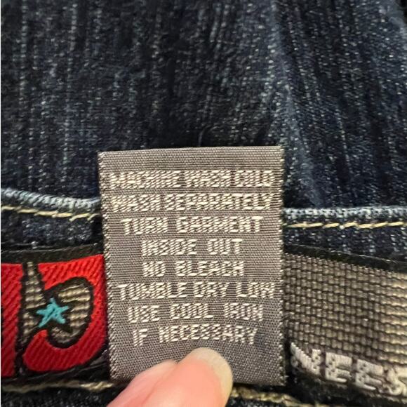 Y2K NJ Neeso Women's Jeans Flair Leg Patches Red Stitching Size 20 - Picture 6 of 6